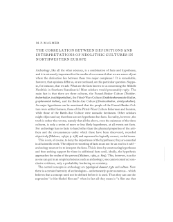 M.P. M ALMER Archeology, like all the other sciences, is a