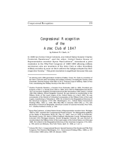 Congressional Recognition of the Aztec Club of 1847