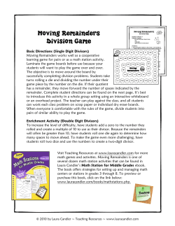 Moving Remainders Division Game