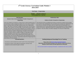 6 Grade Literacy Curriculum Guide Module 3 2014-2015