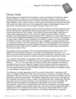 Dress Code Guide - Agape Christian Academy
