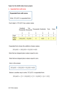 Topics for the ALEKS video lesson project. 1. Expanded form with