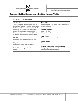 Teacher Guide: Comparing Inherited Human Traits ACTIVITY