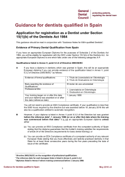 Guidance for dentists qualified in Spain