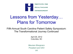 Lessons from Yesterday&hellip; Plans for Tomorrow