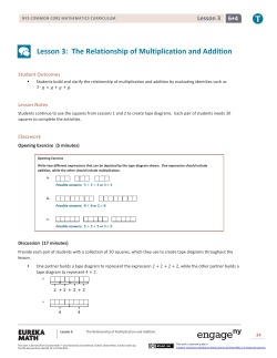 Lesson 3: The Relationship of Multiplication and Addition