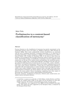 Preliminaries to a content-based classification of metonymy*