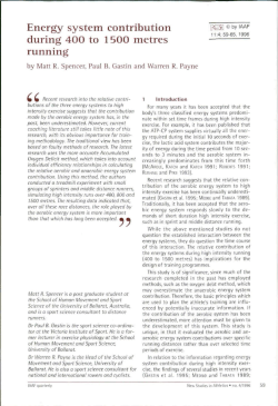 Energy system contribution during 400 to 1500 metres running