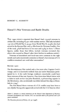 Hawai`i`s War Veterans and Battle Deaths