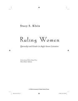 Queenship and Gender in Anglo-Saxon Literature