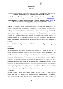 NETWORK T Ī K L S Dr.Paed. Sarmite Bremze, Boriss Filatovs