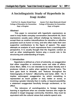 A Sociolinguistic Study of Hyperbole in Iraqi Arabic