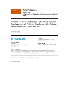 Richard Madsen, Democracy`s Dharma: Religious Renaissance and