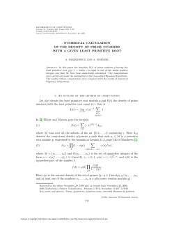 NUMERICAL CALCULATION OF THE DENSITY OF PRIME