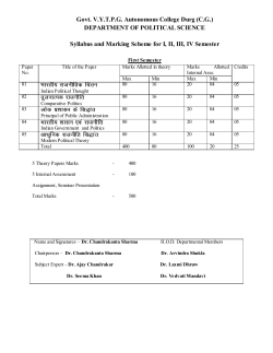 DEPARTMENT OF POLITICAL SCIENCE Syllabus and Marking