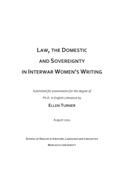 law,the domestic and sovereignty in interwar women`s writing