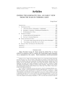 Ending the Korematsu Era: An Early View from the War on Terror