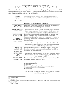 A Challenge to Personal All-Night Prayer (Adapted from My Journey