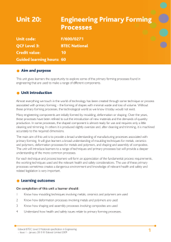 Unit 20: Engineering Primary Forming Processes