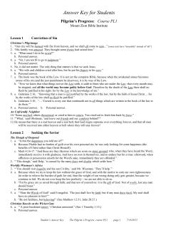 The Pilgrim`s Progress - Answer Key