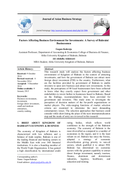 Factors Affecting Business Environment for Investments: A Survey of