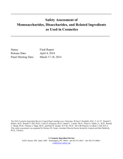 Safety Assessment of Monosaccharides, Disaccharides