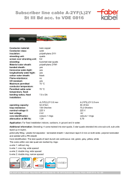 Subscriber line cable A-2YF(L)2Y St III Bd acc. to VDE 0816