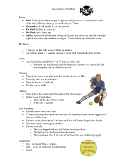 Basic Rules of Softball Terms: &bull; Ball- If the pitcher does not
