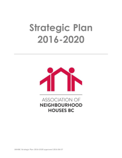 Strategic Plan 2016-2020 - Association of Neighbourhood Houses