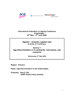 Ageism &ndash; towards a global view Age Discrimination in 5 continents