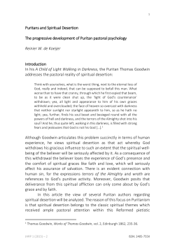 Puritans and Spiritual Desertion The progressive development of