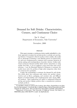 Demand for Soft Drinks: Characteristics, Corners