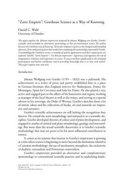 Goethean Science as a Way of Knowing