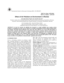 Effect of Air Pollution on Environment: A Review