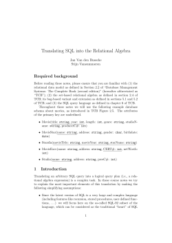 Translating SQL into the Relational Algebra