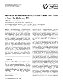 The vertical distribution of aerosols, Saharan dust and cirrus clouds