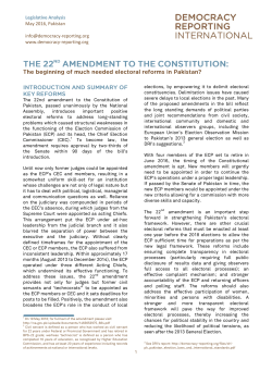 Legislative Analysis May 2016, Pakistan info@democracy