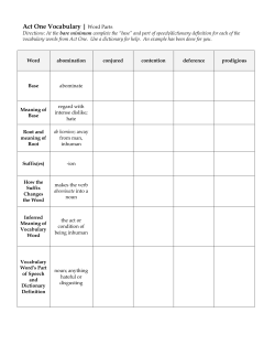 Act One Vocabulary | Word Parts