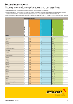Country information on price zones and delivery times