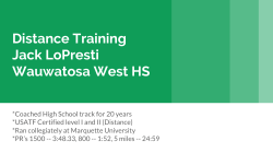 Distance Training Jack LoPresti Wauwatosa West HS