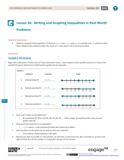 Lesson 34: Writing and Graphing Inequalities in Real