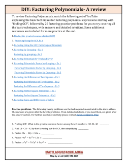 To review Factoring Polynomials, watch the following set of