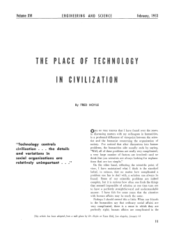 THE PLACE OF TECHNOLOGY IN CIVILIZATION