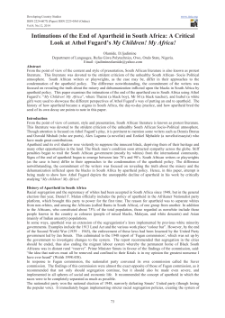 Intimations of the End of Apartheid in South Africa