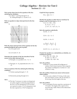College Algebra ~ Review for Test 2