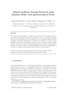 Biased LexRank: Passage Retrieval using Random Walks
