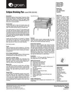 Groen BPM Gas Braising Pan Specification Sheet