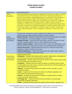 Grade 6 Science Curriculum