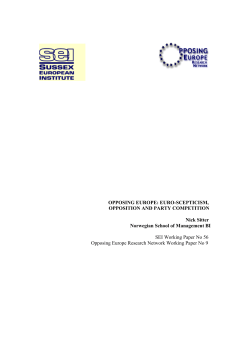 OPPOSING EUROPE: EURO-SCEPTICISM