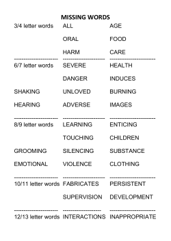 MATERIALS Refresher Missing Words Categories of Abuse Cards